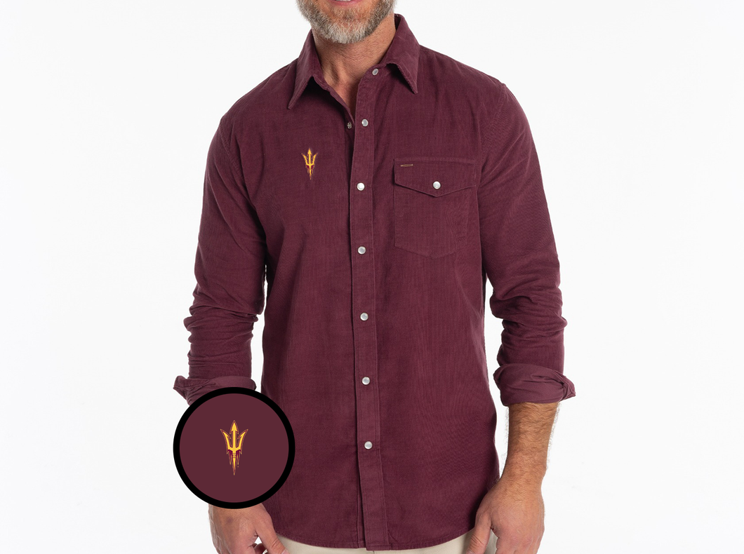 Arizona State - Corduroy Pearl Snap - Pitchfork - Cherrywood