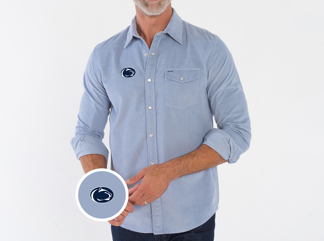 Penn State - Corduroy Pearl Snap - Lion - Iced Blue