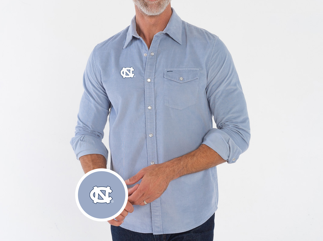 North Carolina - Corduroy Pearl Snap - Interlock - Iced Blue