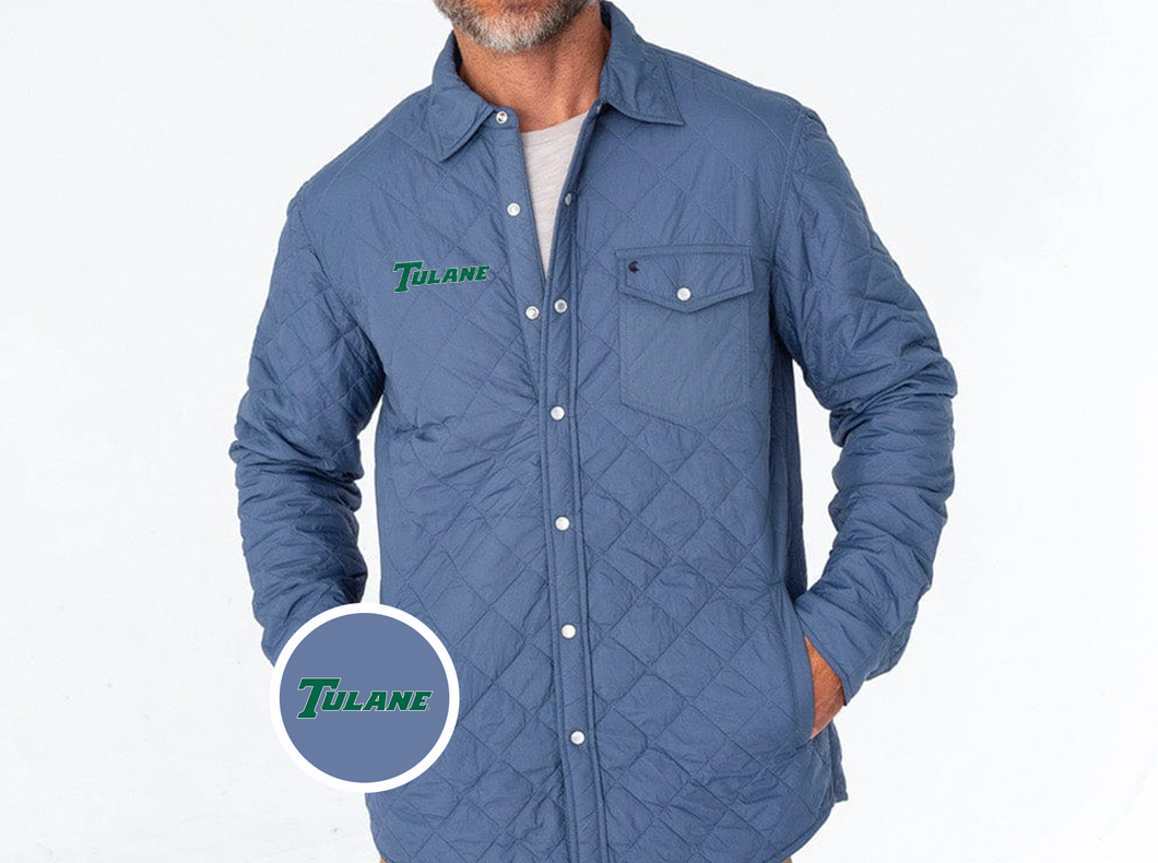 Tulane - Quilted Shacket - Text - Slate Blue -2