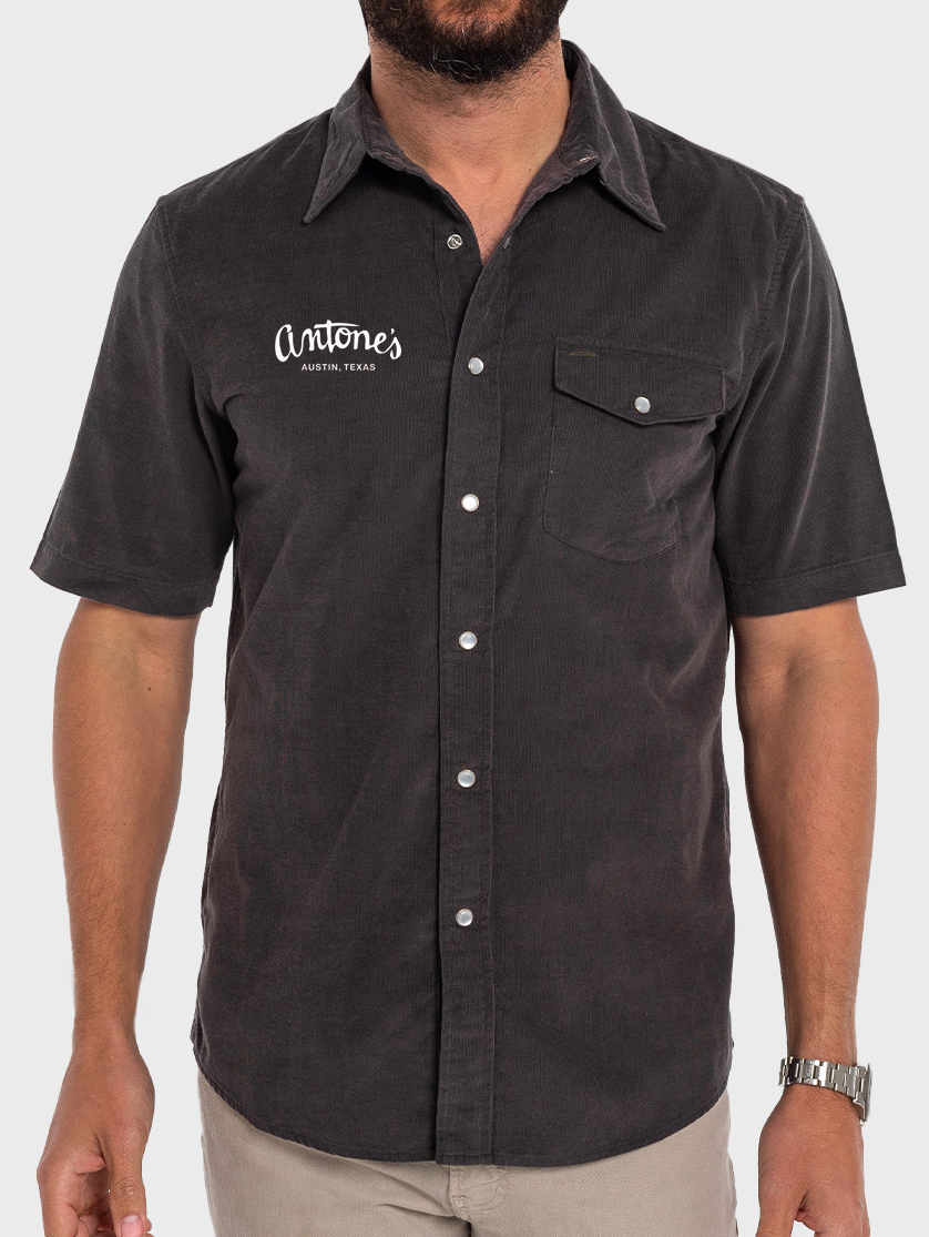 Antone’s - Short Sleeve Corduroy Pearl Snap - Coal Cart Blues